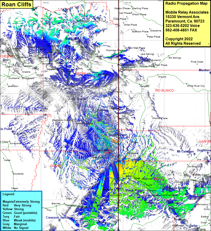 heat map radio coverage Roan Cliffs